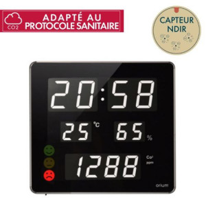 Horloge CO2 & Température Quaelis 18 avec capteur ndir