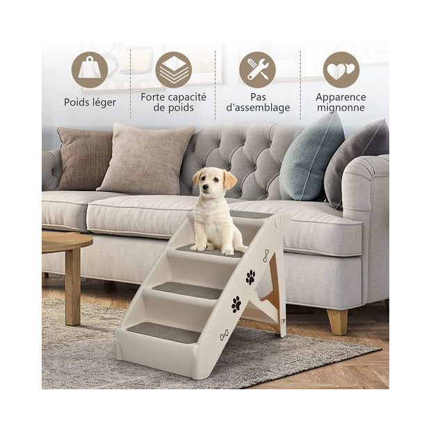 Escalier léger pour animaux de compagnie avec revêtement en moquette