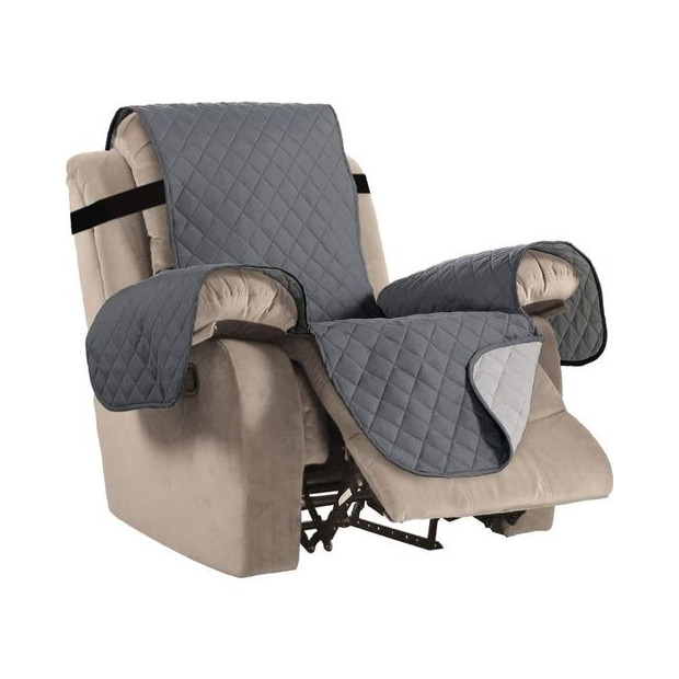 Housse lavable de protection de fauteuil  matelassée grise