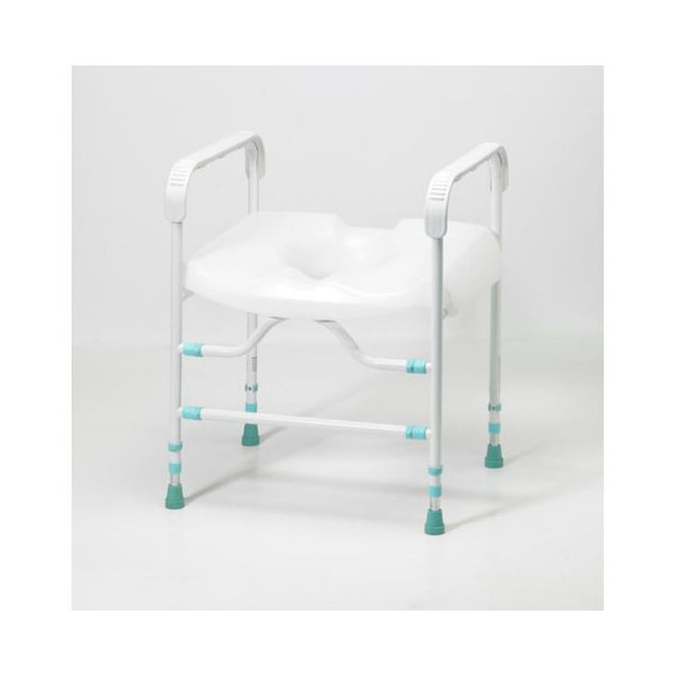 siège WC rehausseur Prima blanc 4 pieds en acier antidérapants avec embouts caoutchouc vert bleu