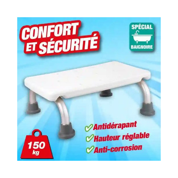 Marchepied pour salle de bain à hauteur réglable pieds en aluminium