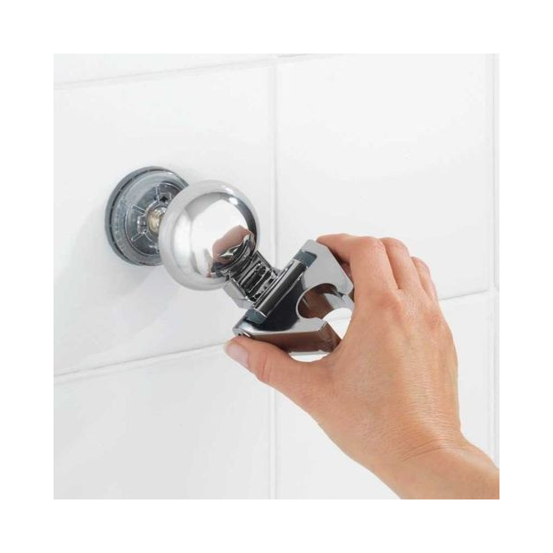 Ventouse murale Magic Loc porte pommeau salle de bain gris