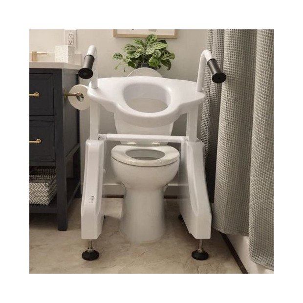 chaise élévatrice de WC électrique Lofoten banche et accoudoirs noirs
