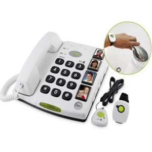 Téléphone filaire Doro Care Secure Plus avec 2 télécommandes dont une étanche