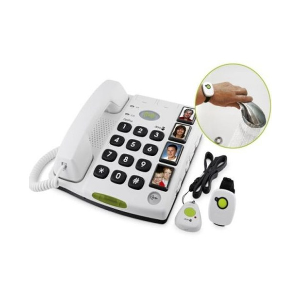 Téléphone filaire Doro Care Secure Plus avec 2 télécommandes dont une étanche