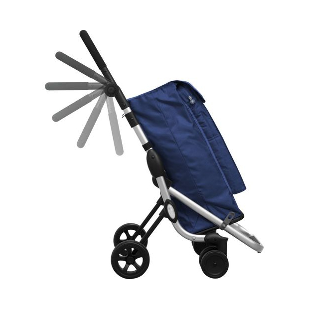 Chariot de course à pousser Go Up bleu avec poignée en mousse réglable en hauteur