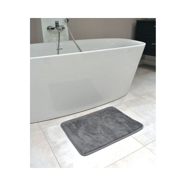 Tapis moelleux de sortie de bain coloris gris du pack antiglisse baignoire