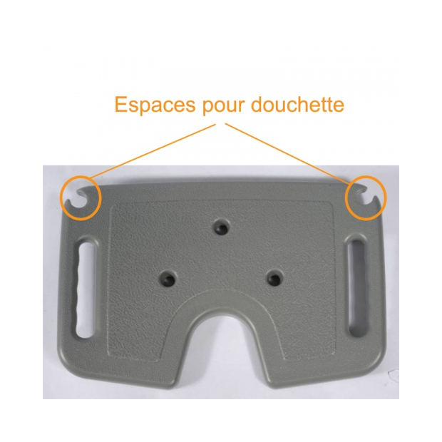 Espace support douchettes sur le Tabouret de douche Anatomique New Bora avec poignées