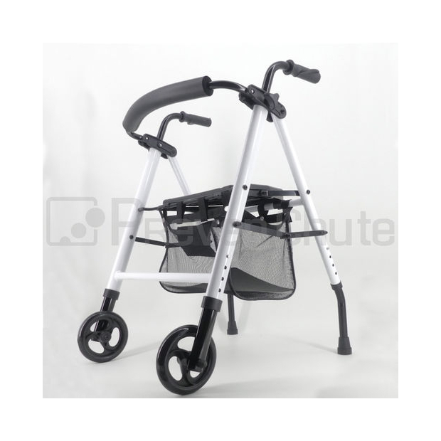 Rollator 2 roues Neo Classic blanc , pliable avec assise et dossier