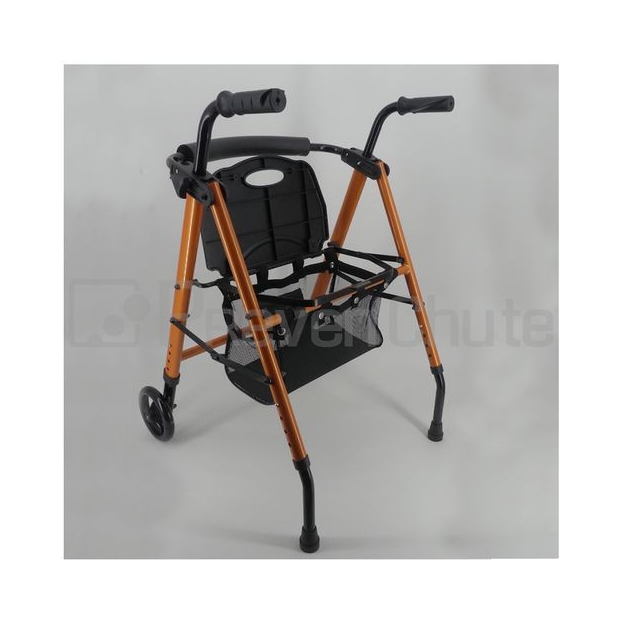 Rollator 2 roues Neo Classic Orange, très maniable avec ses 2 grandes roues