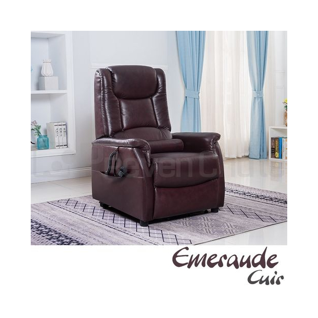 Fauteuil Releveur Cuir Bi-moteurs Emeraude