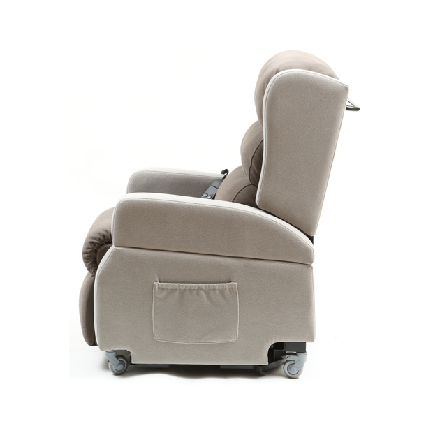 fauteuil releveur wellington vue de profil bi colore gris clair