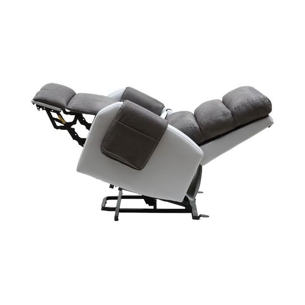 Fauteuil releveur électrique bi colore gris position zero G de profil