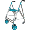 Rollator 4 roues Ara D Plus Bleu doubles roues avant pivotantes et roulettes arrières pour freinage par pression