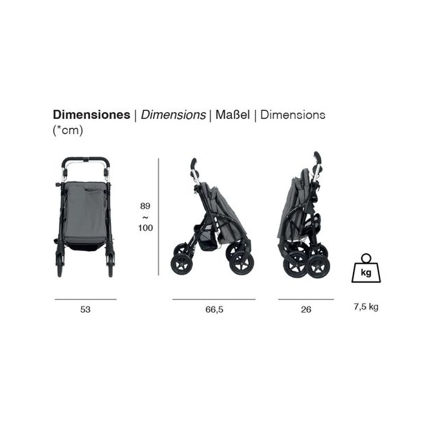 Dimensions du Rollator chariot de course R05 Playcare