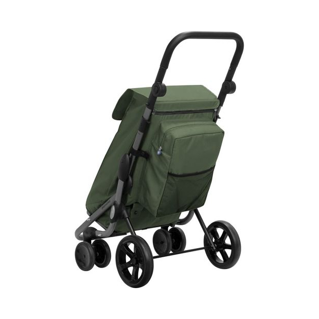 Chariot de course 4 Roues Go Plus Olive avec sac isotherm