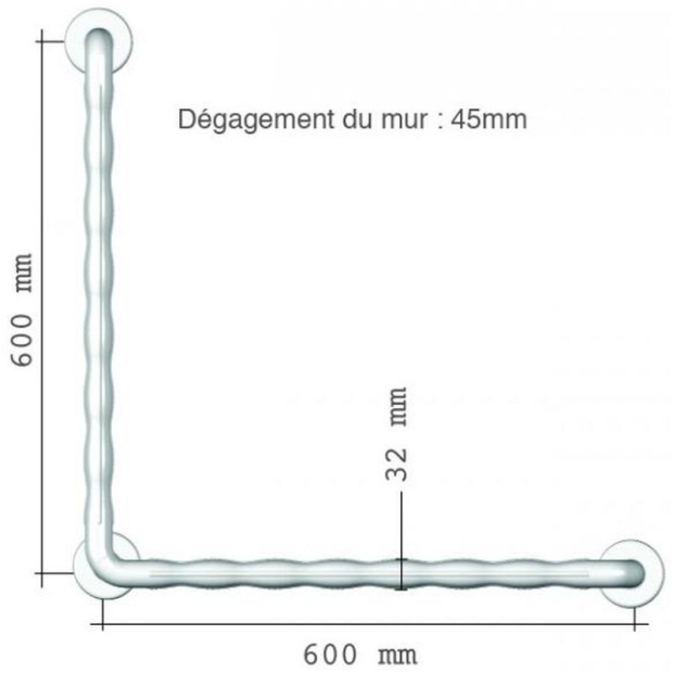 Barre d'appui coudée 90°