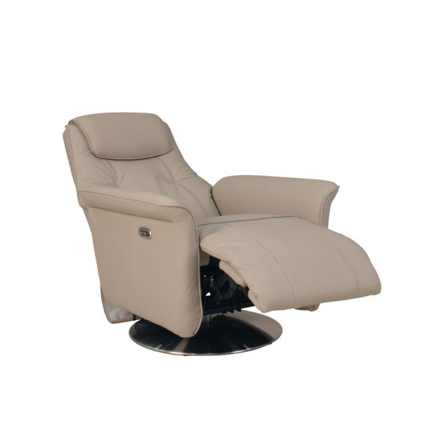 fauteuil releveur pivotant myster en cuir coloris taupe