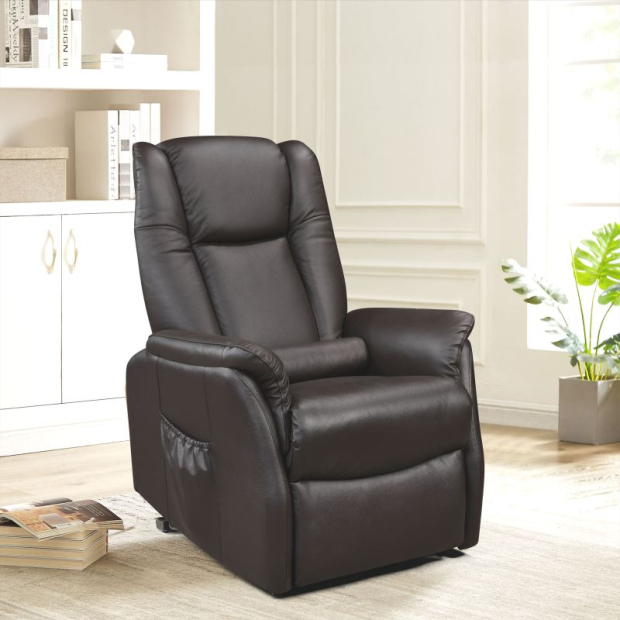 fauteuil releveur emeraude cuir marron