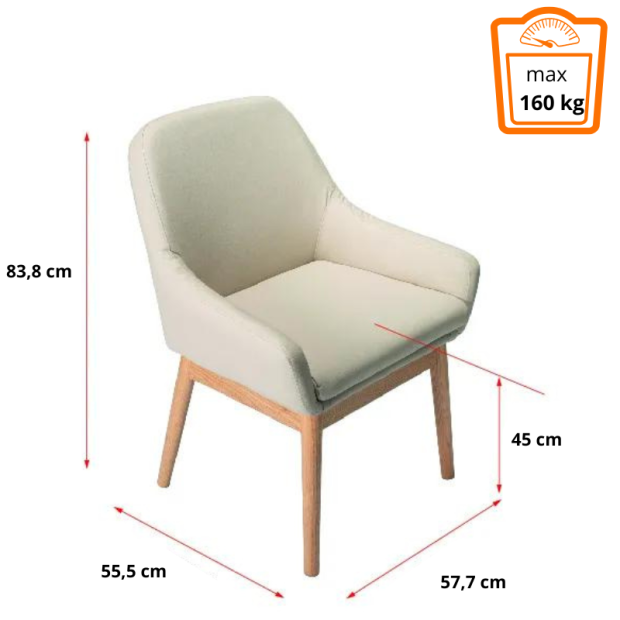 Dimensions du fauteuil de toilettes élégance
