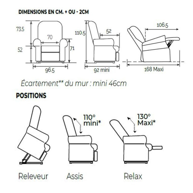 Fauteuil Releveur Relaxation Premium XXL 1 moteur