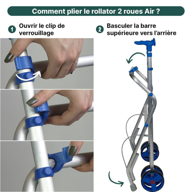 comment plier le déambulateur air à 2 roues