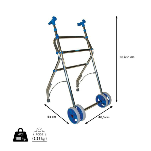 Dimensions Déambulateur 2 roues Air de forta