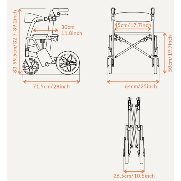 Déambulateur Fauteuil de Transfert Glide 2 en 1 uplivin