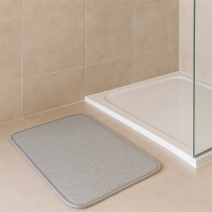tapis de bain antidérapant motif graphik gris clair