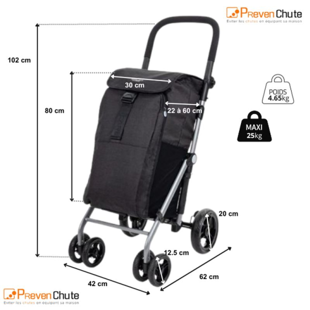 dimensions du caddie de course classic carlett 4 roues