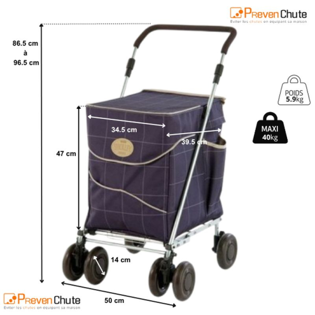 dimensions chariot à pousser sholley trolley mulberry