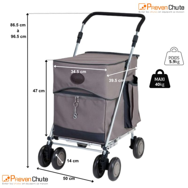 dimensions chariot 4 roues sholley burlington deluxe