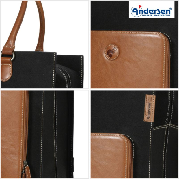 détails sac andersen shopper charu cuir marron