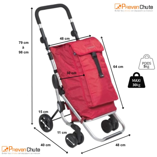 dimensions du chariot de course go up 4 roues