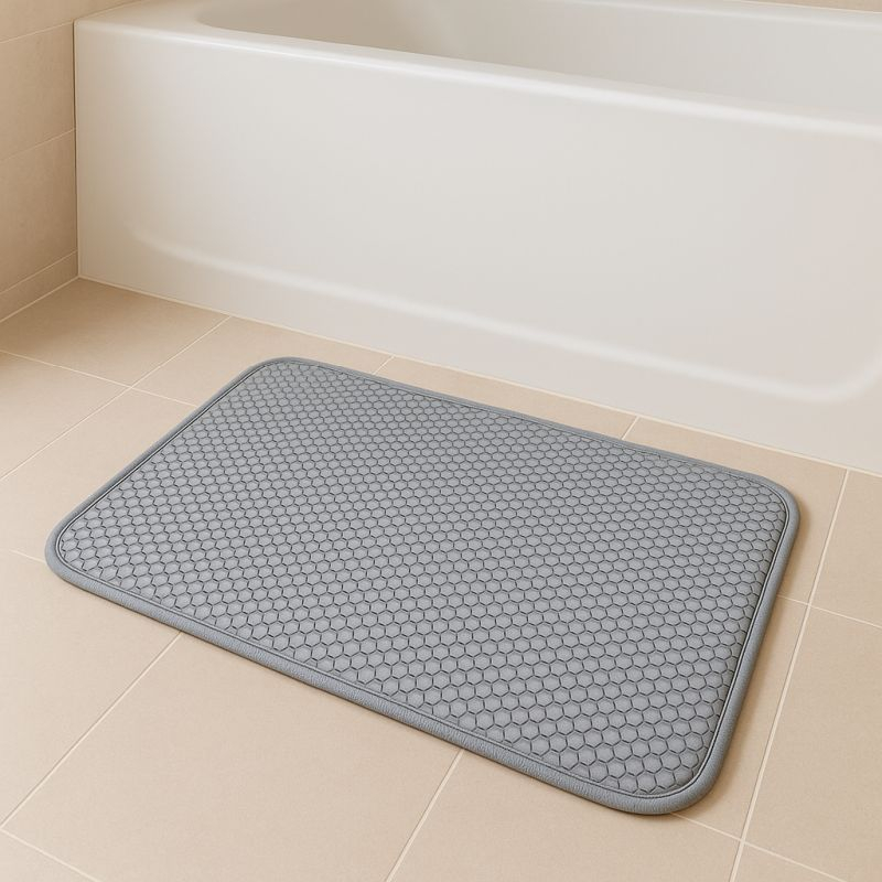 Tapis De Baignoire Antidérapant Gris Blanc 40 X 68 Cm - Drainage Rapide Et Confort Doux