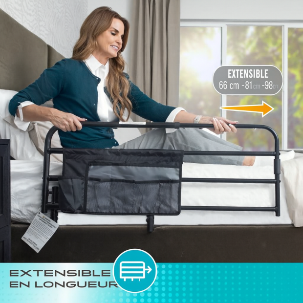 barrière de lit extensible grâce à des ergots faciles d’accès