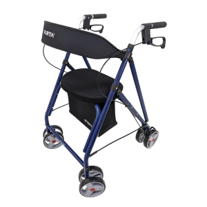 Déambulateur Drakon Plus 8 grandes roues avec assise et dossier structure métal bleu