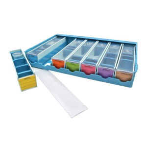 Pilulier Semainier Grand Format 7 boites avec 4 compartiments différentes couleurs