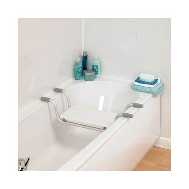 Siège De Bain Suspendu Réglable Dim. 71-81l X 22l X 18h Cm Alu. Hdpe Blanc  - Accessoire salle de bain BUT