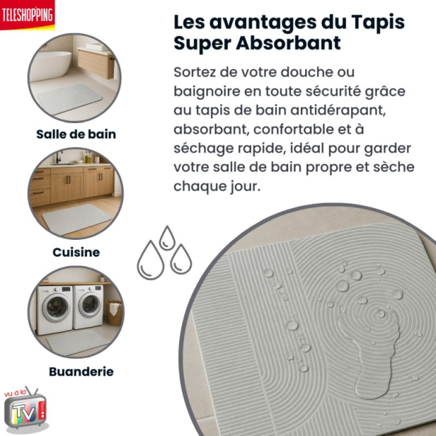 Tapis de sortie de bain hydro absorbant