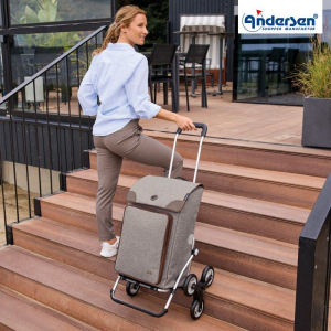 chariot de course monte escalier andersen avec sac isotherme gris