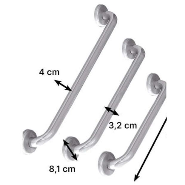 dimensions barres d'appui en inox brossé pour la salle de bain