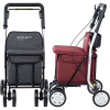 Rollator de course Carlett 800 Comfort avec assise rembourrée et freins en coloris Gris et Grenat